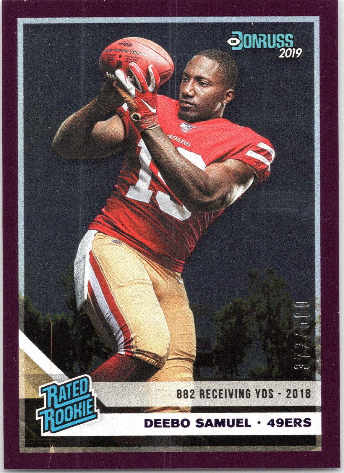 2019 Panini Donruss Rated Stat Line Season /500 Deebo Samuel #317 Rookie RC