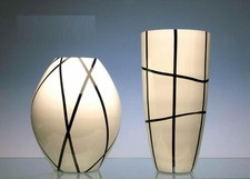 Vaso luna nero scacchi 30 cm profili vaso vetro decorato