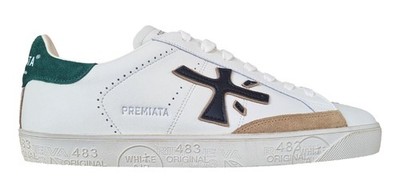 Premiata men's leather sneakers STEVEN_7284 white and green