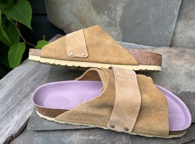 Birkenstock KYOTO Ladies  (42/11) Exquisite Tan Suede Slides Hook & Loop Strap