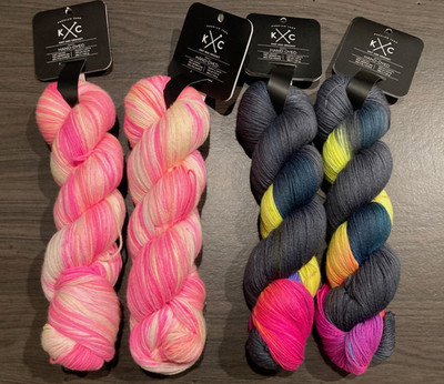 Lot of 4 Knit and Crochet Hand-dyed Yarn - Merino SW / Polyamide Blend