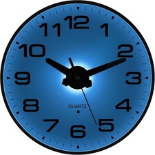Night Light Wall Clocks Battery Operated, 8 Inch Silent Wall Clock for Bedroom N