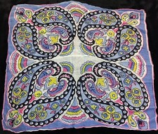 Vintage Cotton Bandana Handkerchief Colorful Paisley Print