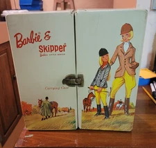 Vintage Barbie and Skipper Carrying Case Tan Vinyl Equestrian Horse 1964 Rare !