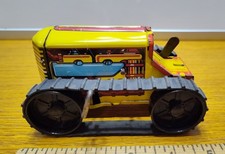 1950s MARX Wind Up TIN TRACTOR Toy YELLOW Metal FARM Antique-missing farmer