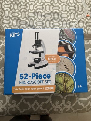 AmScope 52pc 120X-1200X Kids Starter Compound Microscope Portable Science Kit