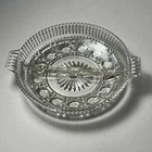 Vintage Indiana Clear Glass Button and Cane Windsor Round  Divided Relish Dish