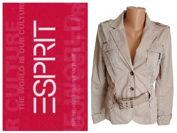 Women Esprit Jacket Beige Cotton 32 / XXS / 40