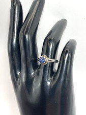 925 Sterling Silver Lapis Lazuli Petite Ring Sz 7 3/4 1.85g