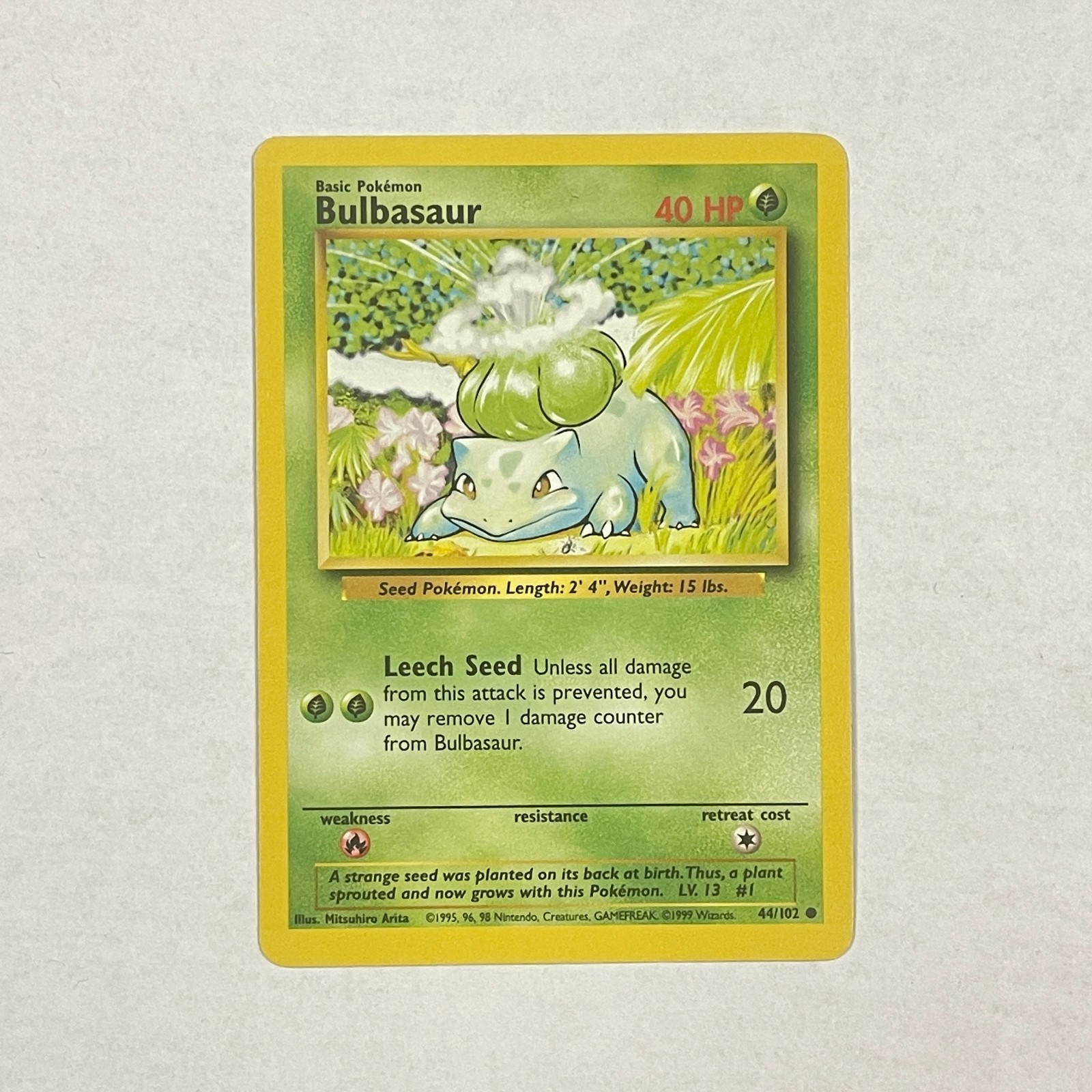 Pokemon Bulbasaur 44/102 Base 1999 English Common