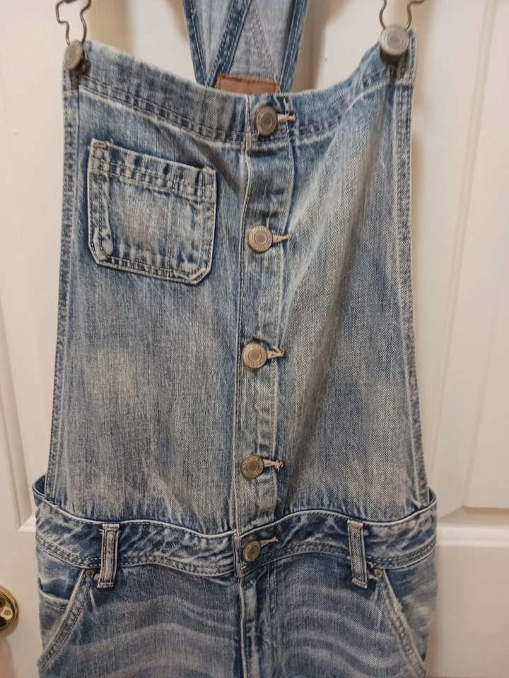 Mono Tomgirl de mezclilla envejecida American Eagle 100 % algodón festival grande Foto 3 de 4