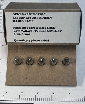(5 PACK) General Electric E40 Miniature EDISON Radio Lamps Light Bulbs 6-8V.