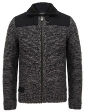 Mens Dissident Wool Blend  Borg Collar Rib Knitted Cardigan Jacket Warm M-XXL