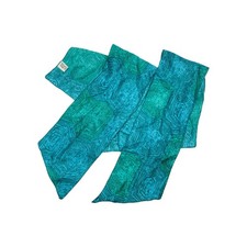 Vtg 70s Vera Scarf 100 Silk Tie Collar Green Blue Shaped Bandana Rare Mod Retro