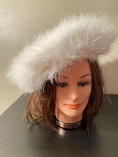 Vintage White Fur Large Beret Womens EUC