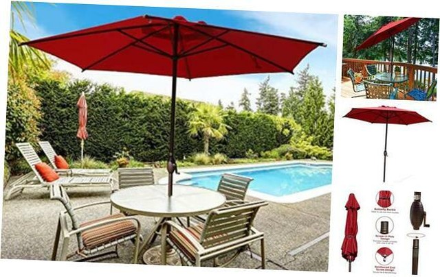 Prladon 9ft Patio Umbrella Outdoor Umbrella Patio Market Table Umbrella With Pus Ebay