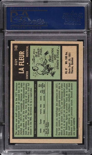 1971-72 O-Pee-Chee Hockey #148 GUY LAFLEUR RC ROOKIE - PSA 9 MINT OPC - Picture 2 of 2