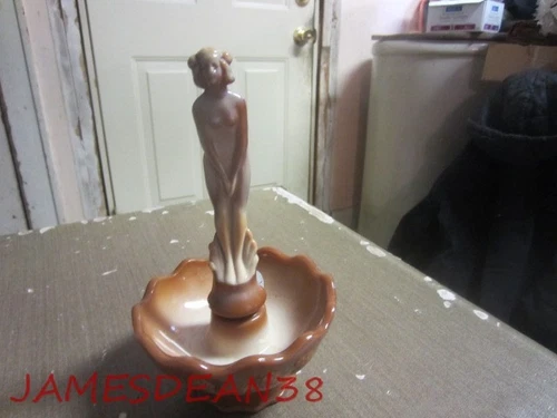 FENTON 2005 NUDE LADY NYMPH BROWN CARAMEL CHOCOLATE SLAG VASE BOWL 2005 FAGCA