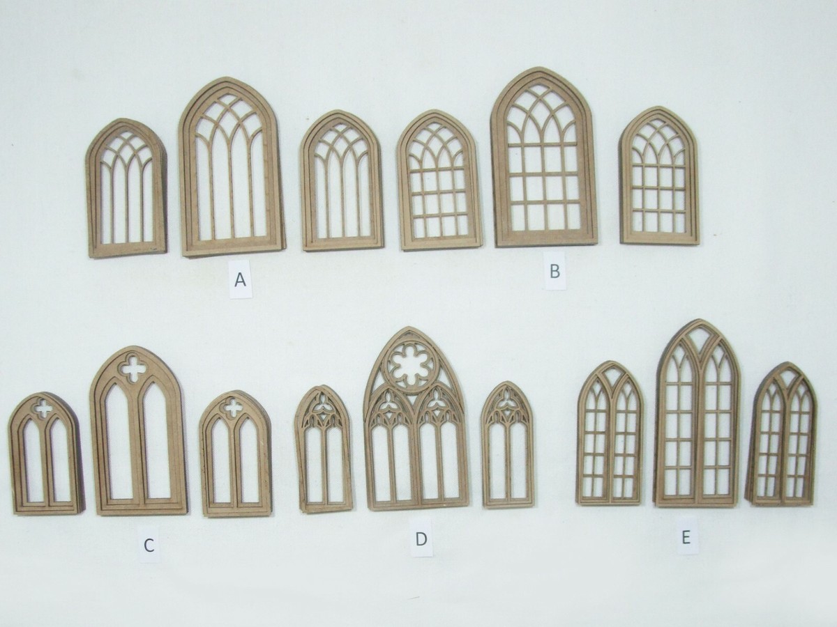 Miniature Model Multi-Part 3D Gothic Windows Various Options