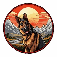 German Shepherd Patch Iron-on Applique Nature Badge Mountain Hiking Canine K9