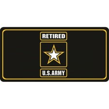 retired army military star logo seal black background license plate made in usa