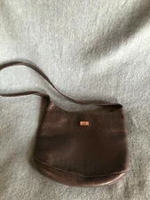 The Sak Brown Leather Small Satchel Bag Purse w Zipper & Two Snap Closures  –