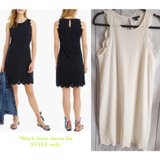 J. Crew | White Eyelet Scallop Trim Sleeveless Shift Dress Women's Small EUC