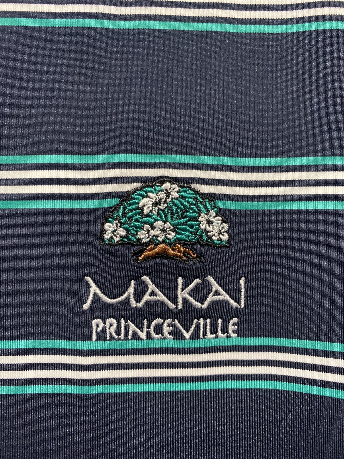 FootJoy Mens Striped Makai Princeville Hawaii Short Sleeve Golf Polo