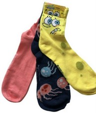 Nickelodeon Sponge Bob 3 Pair Mens Ladies Socks Patrick Jelly Fish Shoe Sz 6-12