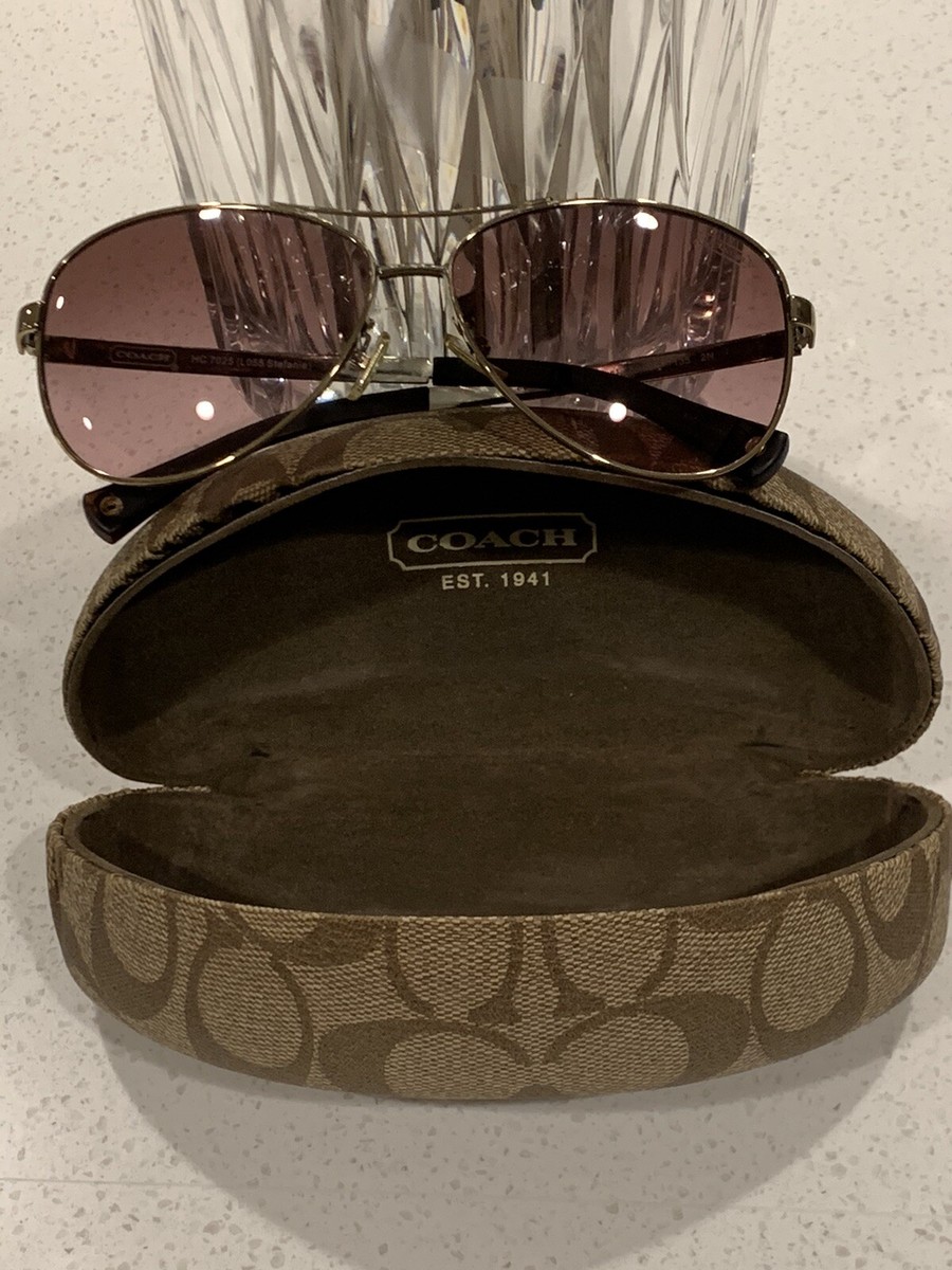 COACH GOLD Aviator w Brown Gradient Womens Sunglass HC7025 