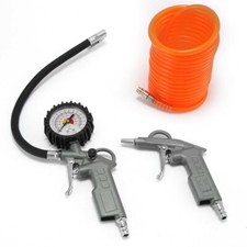 Image of 3 Pcs Air Compressor Recoil Hose Line Tool Car Tyre Inflator Duster Gun Kit UK