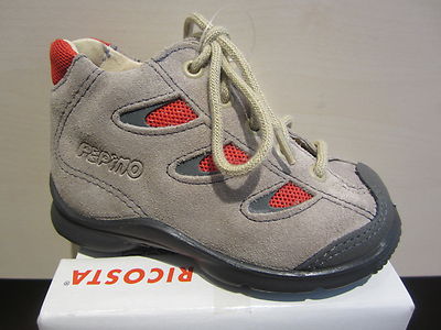 Ricosta Stiefel Boots Lauflern-Stiefel grau/rot Leder Neu!!!