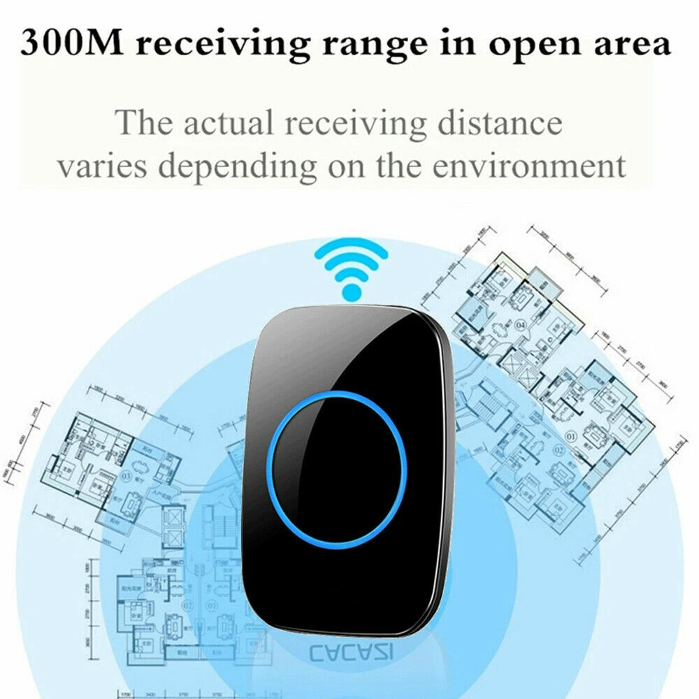 Wireless Doorbell Waterproof Door Bell Kit Home House Ring Bell 1000FT Kit Wireless Doorbell Waterproof Door Bell Kit Home House Ring Bell 1000FT Kit