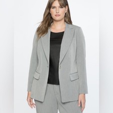 Eloquii Premier Bi-stretch Single Button Work Blazer Plus Size 18 Heather Gray