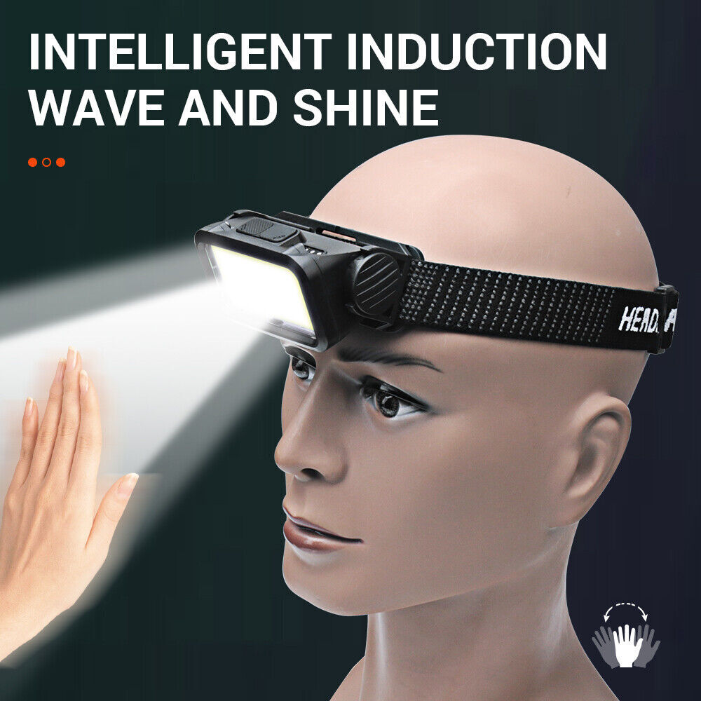 Luz Frontal Recargable USB COB LED - Diadema Para Trabajo Con 350 Lúmenes, Impermeable Y Ligera