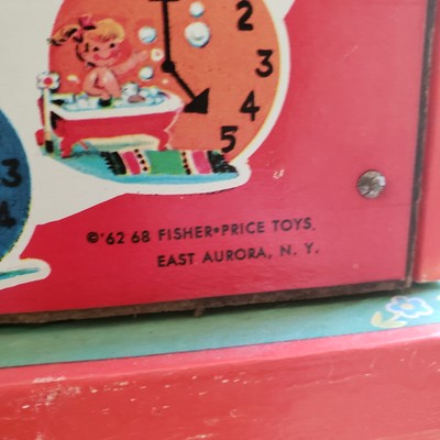 Boîte à Musique Ancienne Fisher-Price Music Box Teaching Clock 998 - Fonctionne