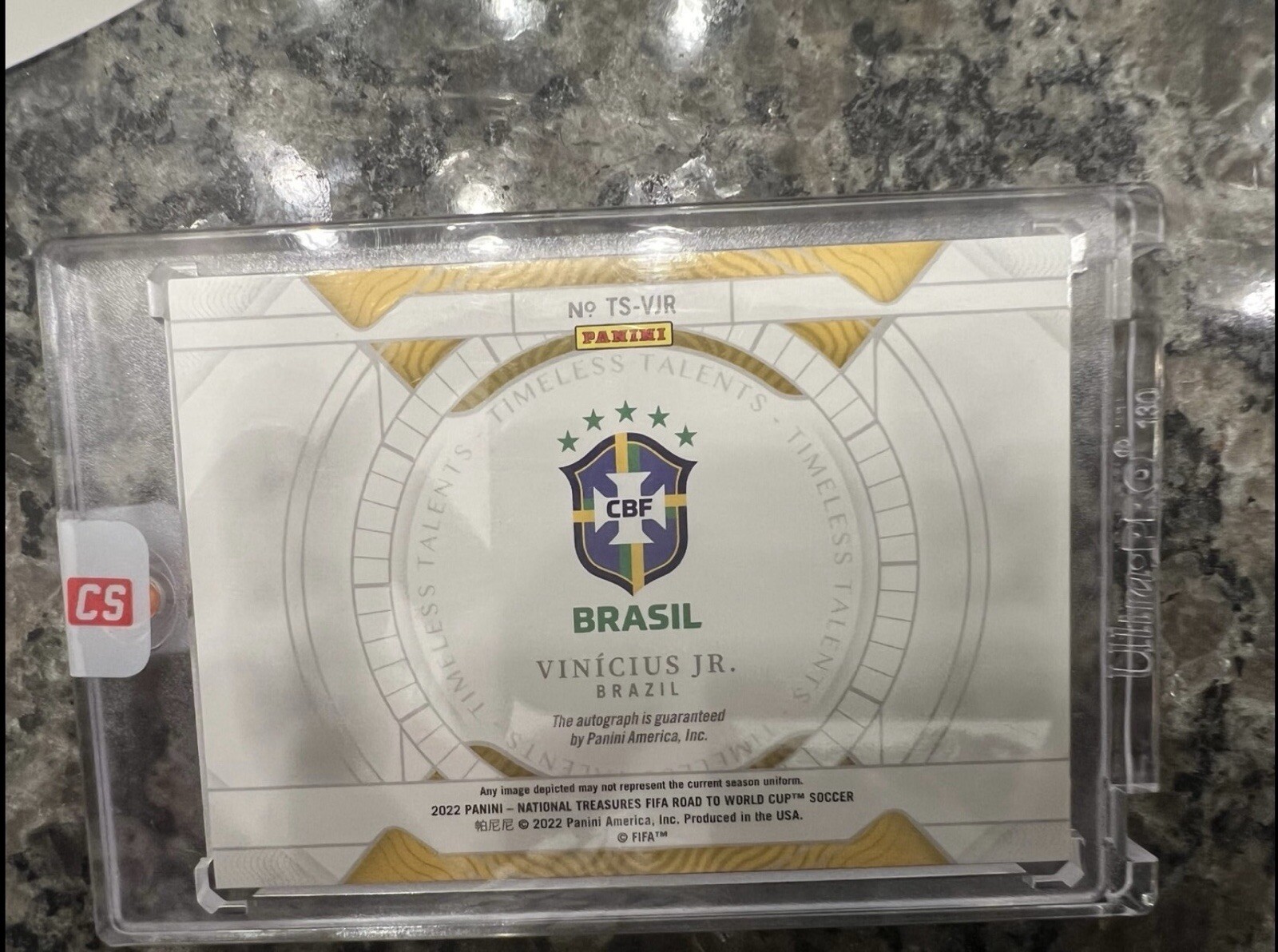 Vinicius Jr. 2022 Panini National Treasures World Cup Timeless Talents Auto /25 view 2