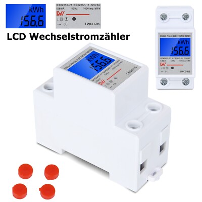 Wechselstromzähler Stromzähler LCD 1 PHASE 2 WIRE für DIN Hutschiene 230V 80A AC