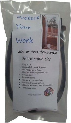 Temporary Rainwater Downpipe 20m length for domestic gutter outlets Roof Protect - Picture 1 of 6