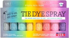 S.E.I. Playful Pastel Tie-Dye Kit, Fabric Spray Dye, 8 Colors