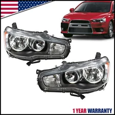 For 2008-2017 Mitsubishi Lancer EVO X Headlights Headlamps Halogen Left+Right