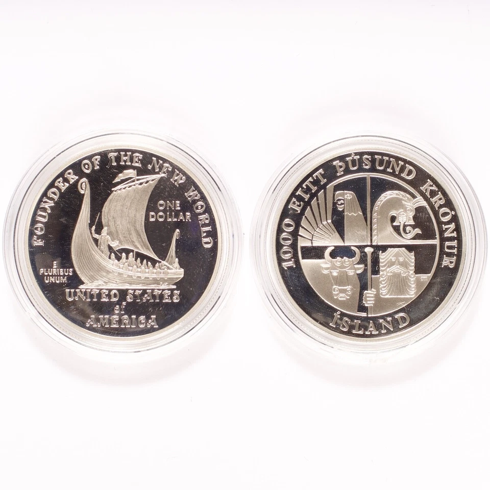 2000 Erickson & Iceland Commemorative Proof Silver Dollars 2-Coin Set - Image 3 of 3