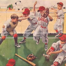 1957 Simoniz Floor Wax Little Boys Playing Baseball photo art decor vintage ad