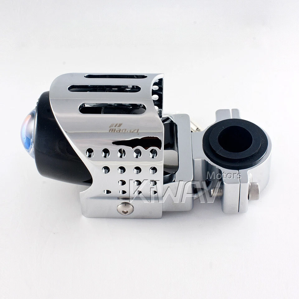 VAWiK luz antiniebla redonda lente azul haz halógeno cromo carcasa 1 pieza + kit de cableado ε Foto 2 de 4