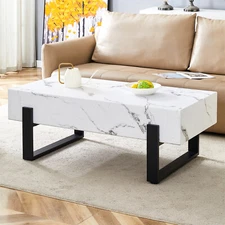 Modern Coffee Table Center Cocktail Table Side Table for Living Room White/Black
