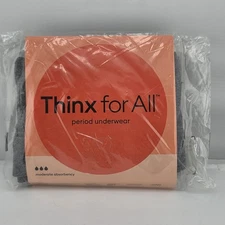 Thinx for All Period Underwear Womens Size XL Gray Brief Moderate Absorbency 