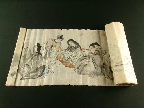 FIGURE PAINTING Japanese Antique Sketch Scroll Hand-Painted Bijin Edo-Meiji b799