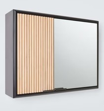 John Lewis Ridge Bamboo Mirrored Bathroom Cabinet Black [Missing Screws/Damaged]