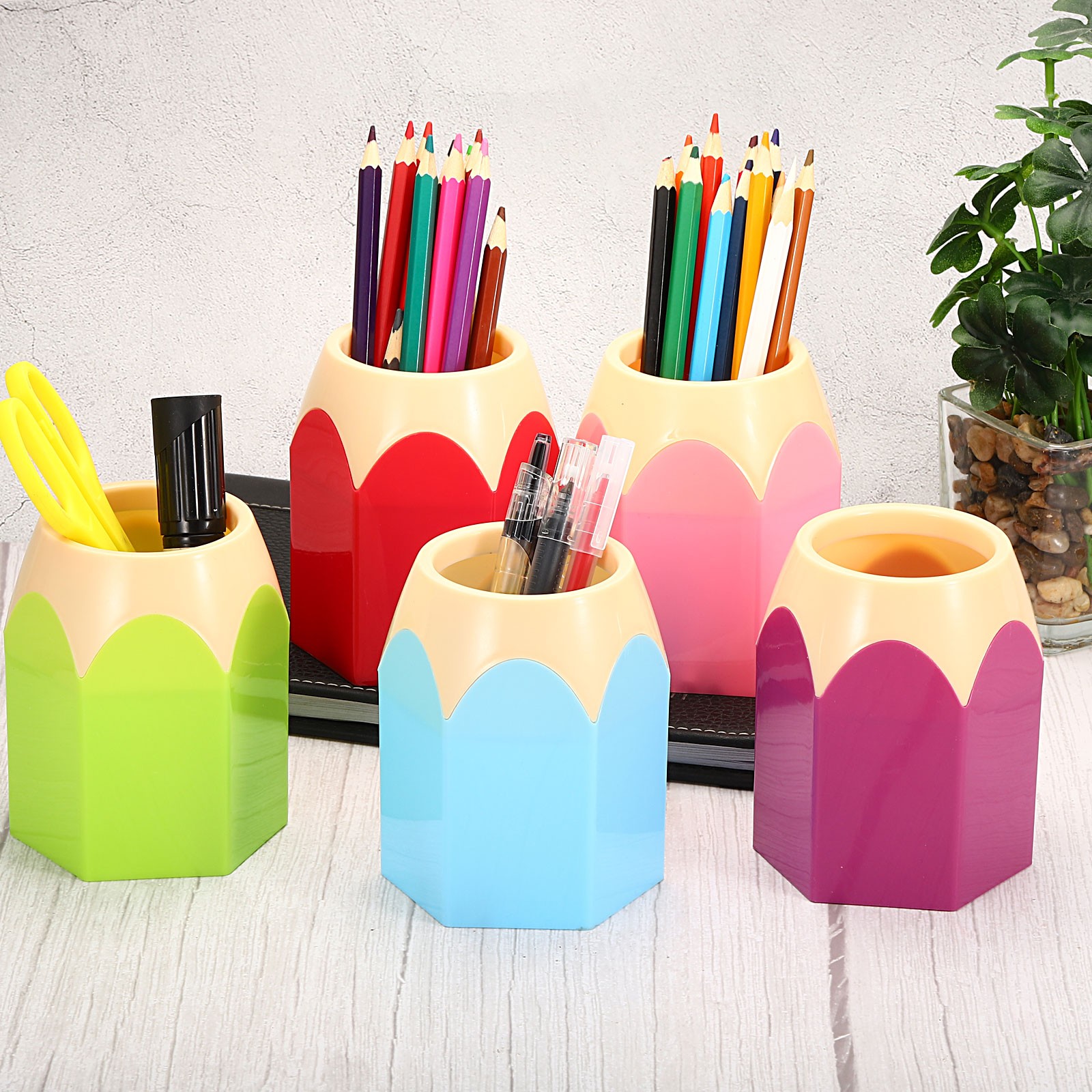 Pencil Holder Pen Holder for Desk Cute Pencil Holders Pencil Shape Purple