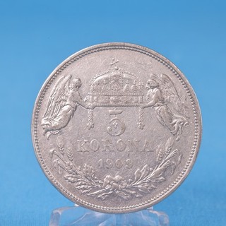 Ungarn 5 Korona 1909 Franz Joseph I 24 Gramm Silber 900 Ss